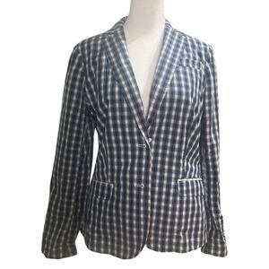 Banana‎ Republic Women's Blue Plaid Shirt Blazer - Size Small